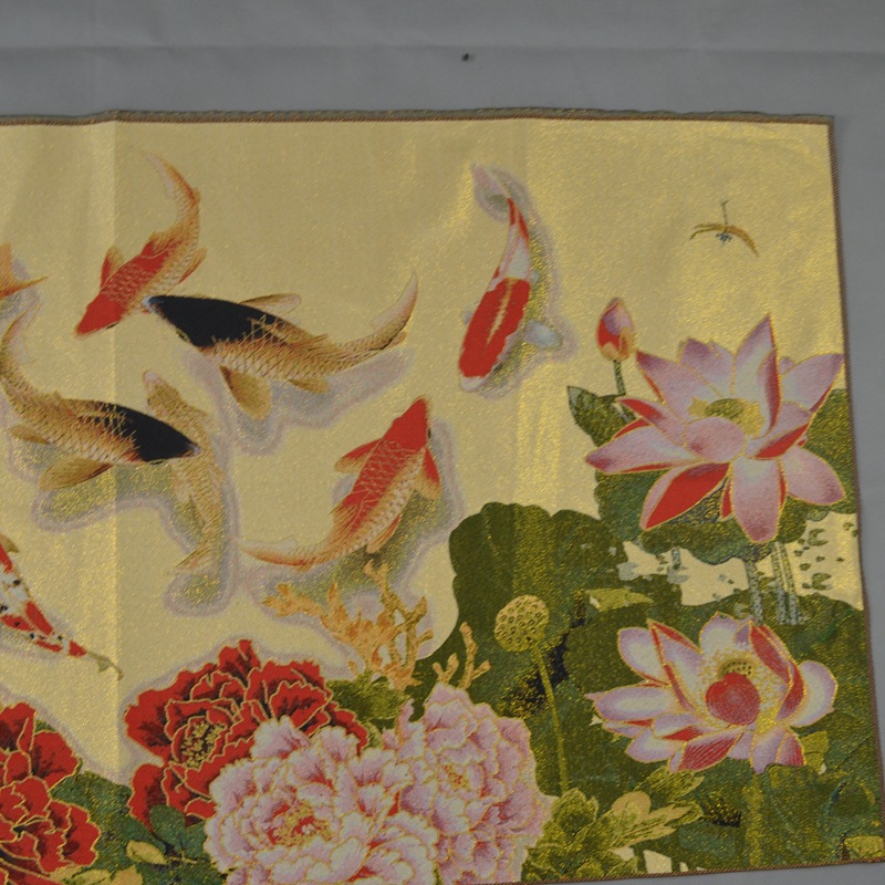 厂家直销 织锦画丝绸刺绣画 客厅装饰 荷花九鱼图 牡丹花吉祥如意