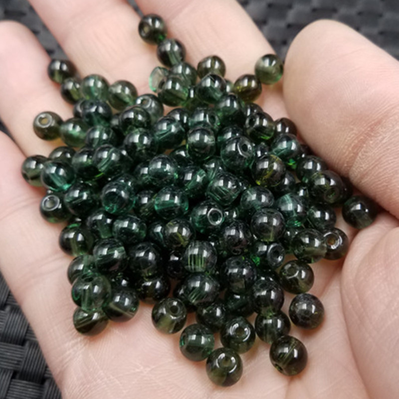 散珠批发仿水晶圆珠散珠墨绿色仿玉石珠子6毫米圆珠散珠玻璃珠子