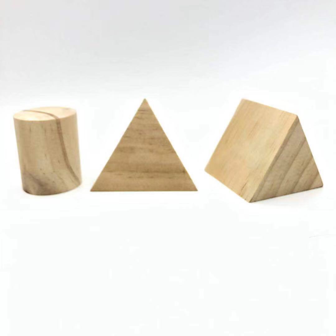 三角锥形实木方块 儿童早教木制玩具 三棱柱形方块