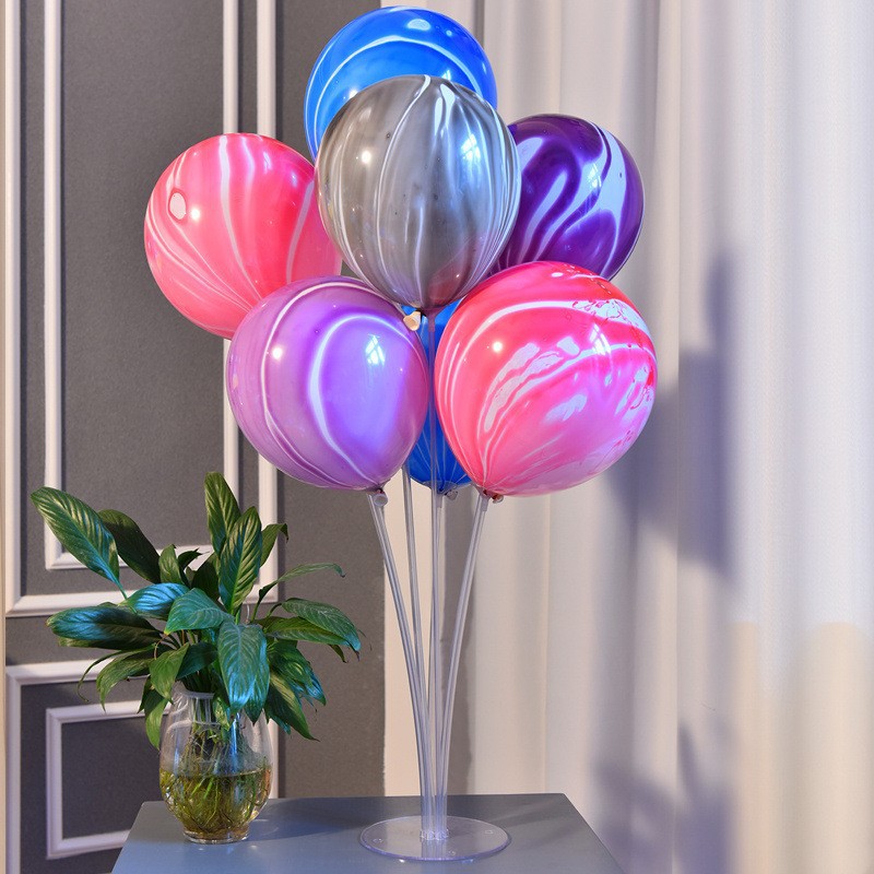 气球桌飘 结婚庆典生日布置加高地飘带底座 透明桌飘气球立柱支架