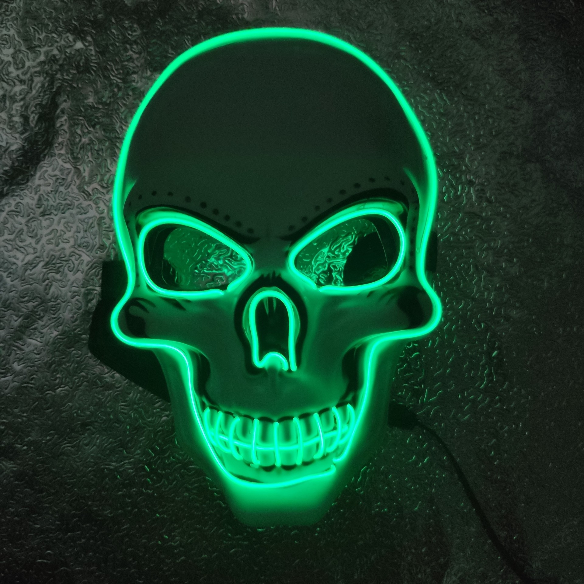 el万圣节恐怖发光led面具 吓人鬼节冷光面罩 cosled骷髅头全脸