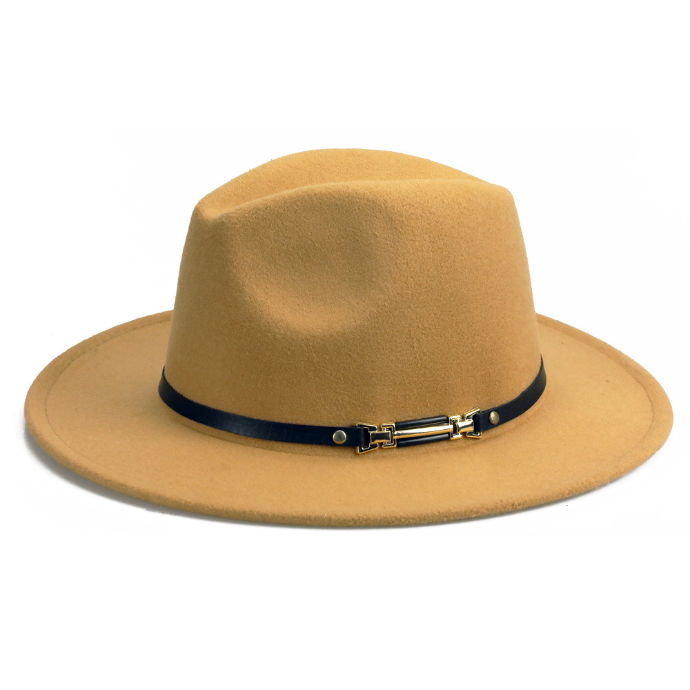 16色英伦礼帽爵士帽欧美秋冬毛呢礼帽男女皮带搭扣爵士帽