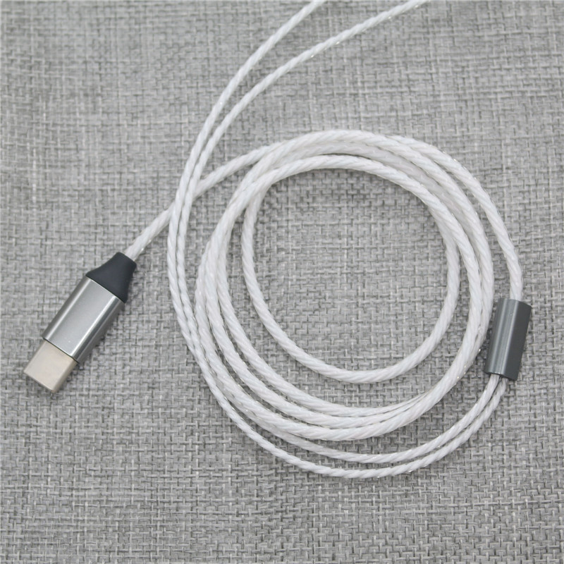 type-c3.5mm带麦diy透明绞纹半成品线材无氧铜耳机发烧线