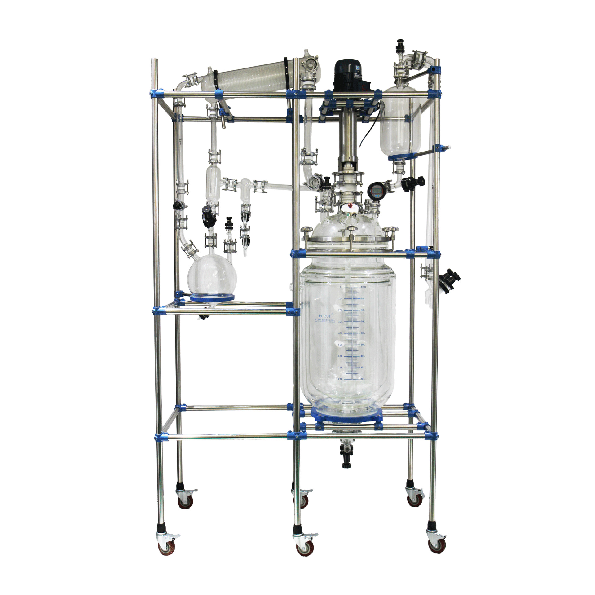 3高硼硅玻璃100l三层玻璃反应釜 釜口外径460mm