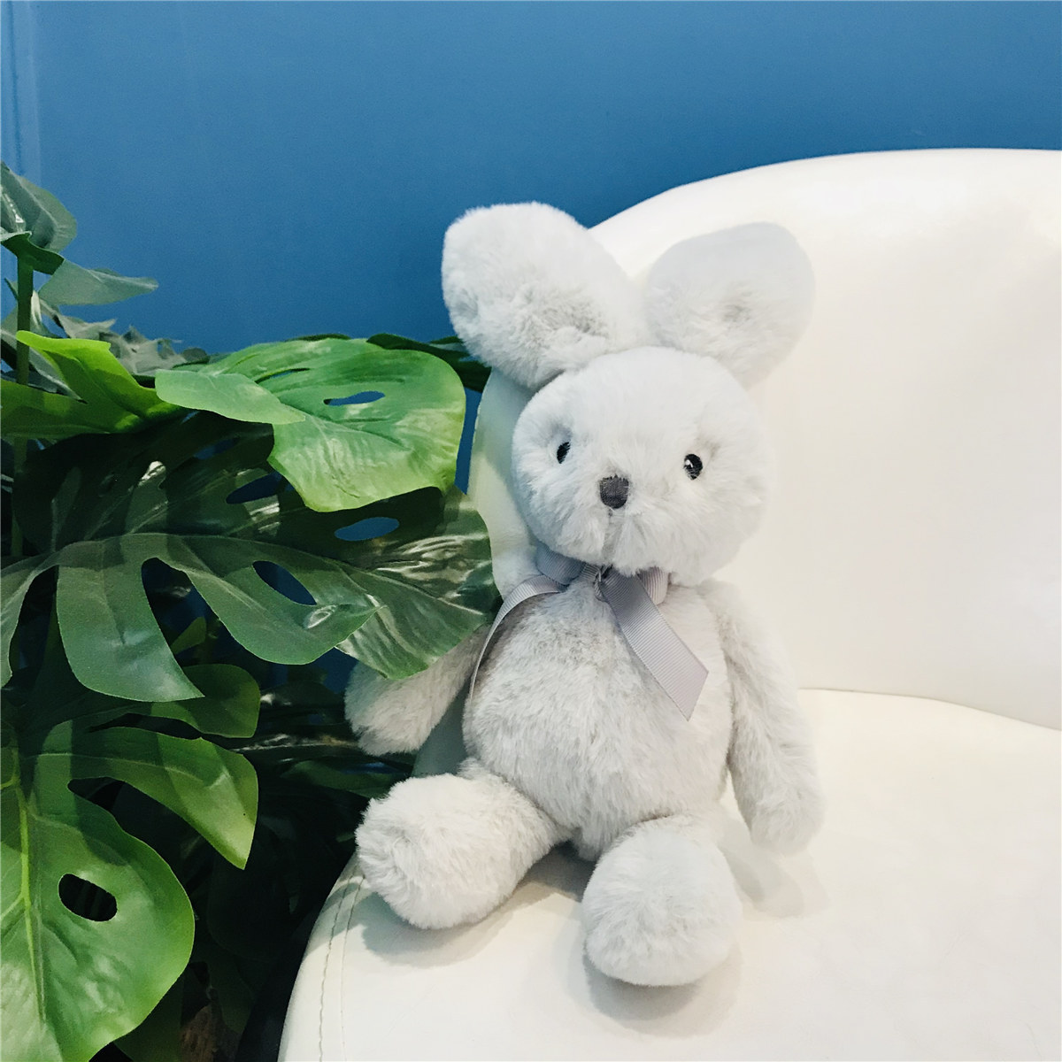 安抚宝宝兔子玩偶丝带长耳朵小粉兔毛绒玩具抓机娃娃公仔生日礼物