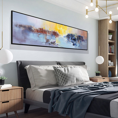 纯手绘油画抽象装饰画现代画卧室床头简约背景墙单幅价格北欧平面