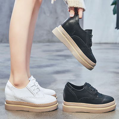 松糕鞋秋季女2019新款百搭韩版厚底增高鞋内增高小白鞋松糕底女鞋