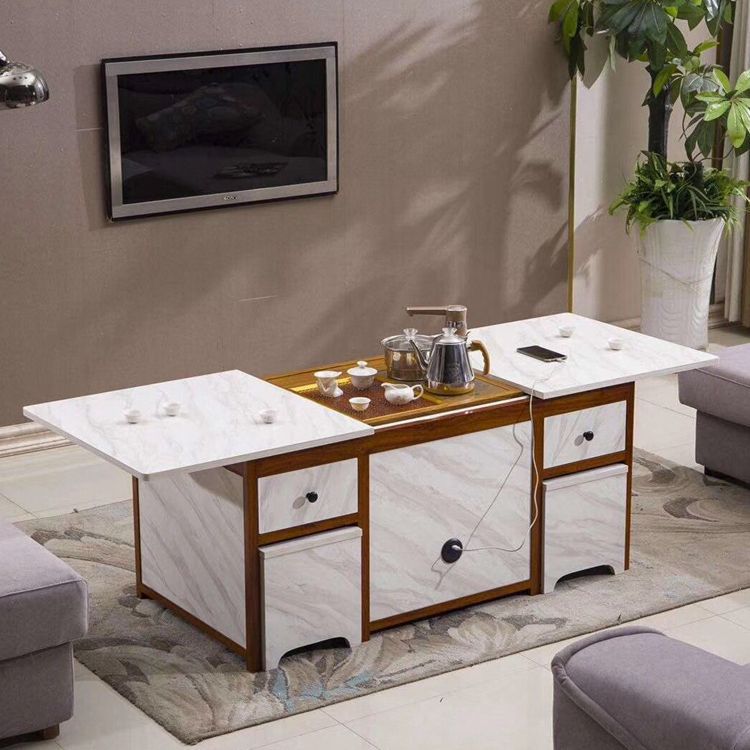 新款现代简约多功能功夫茶几客伸缩电动升降铝合金茶桌厂家直销