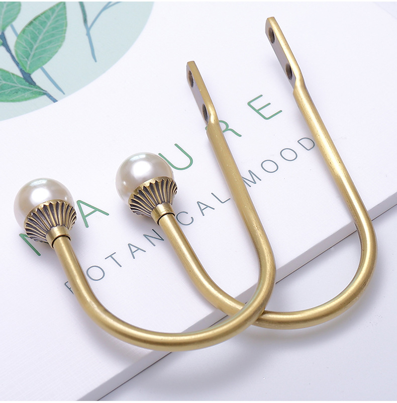 珍珠u型窗帘墙钩挂钩壁钩锌合金现代简约时尚北欧风格配件一对装