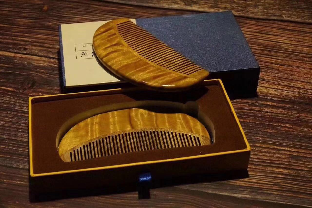 小叶桢楠金丝楠木老料满水波梳子 古典工艺品女士款木梳送礼批发