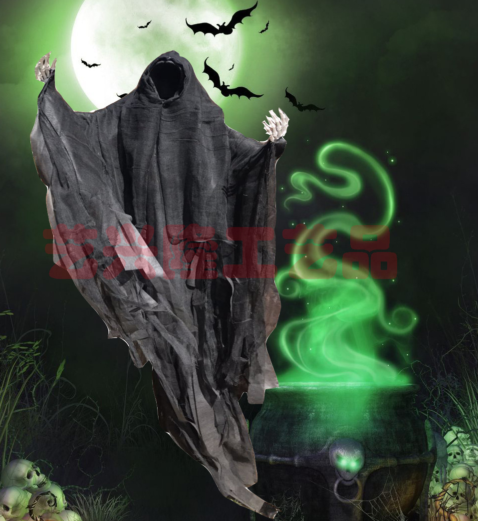 恐怖吓人无脸黑衣吊鬼万圣节鬼屋密室装饰道具用品挂件酒吧装饰