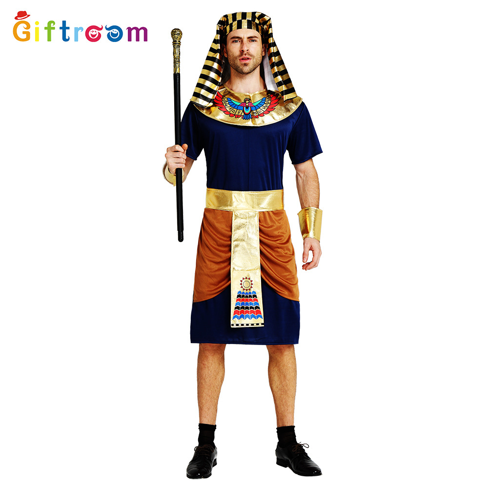 万圣节化妆舞会成人男埃及法老图坦卡蒙角色扮演服表演舞台剧演出