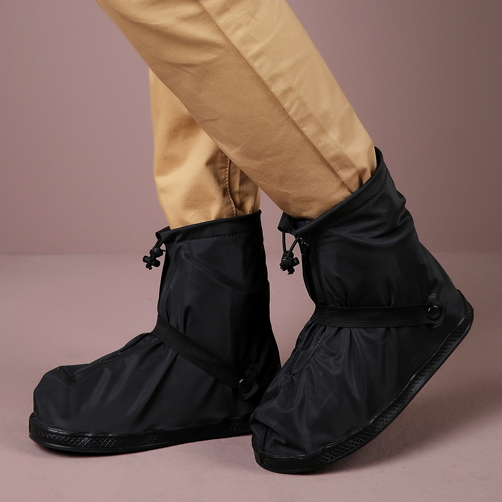 雨易思防雨鞋套加厚耐磨防水鞋套带拉链防水层新潮时尚防滑雨鞋套