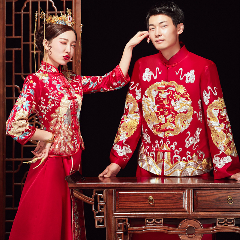 秀禾服新娘服2020新款结婚敬酒服中式新郎秀和服古装套装大码胖mm