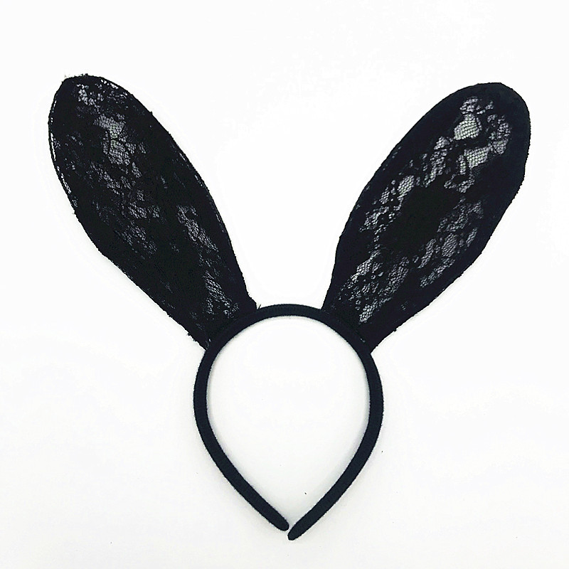 New European and American Trendy Hair Accessories Wholesale Bunny Girl Variety Big Lace Flower Headband Rabbit Ears Headband Wholesale