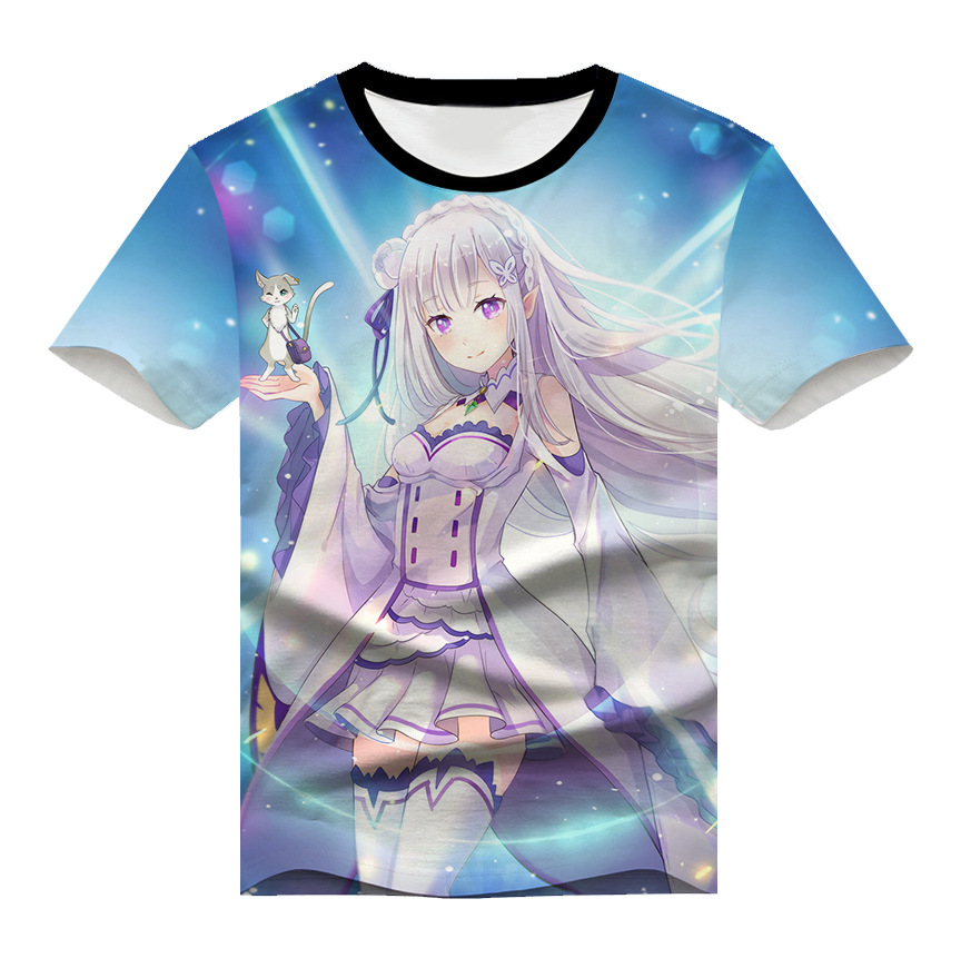 动漫衣服从零开始的异世界生活 周边全彩满幅短袖t恤夏季青年pu73