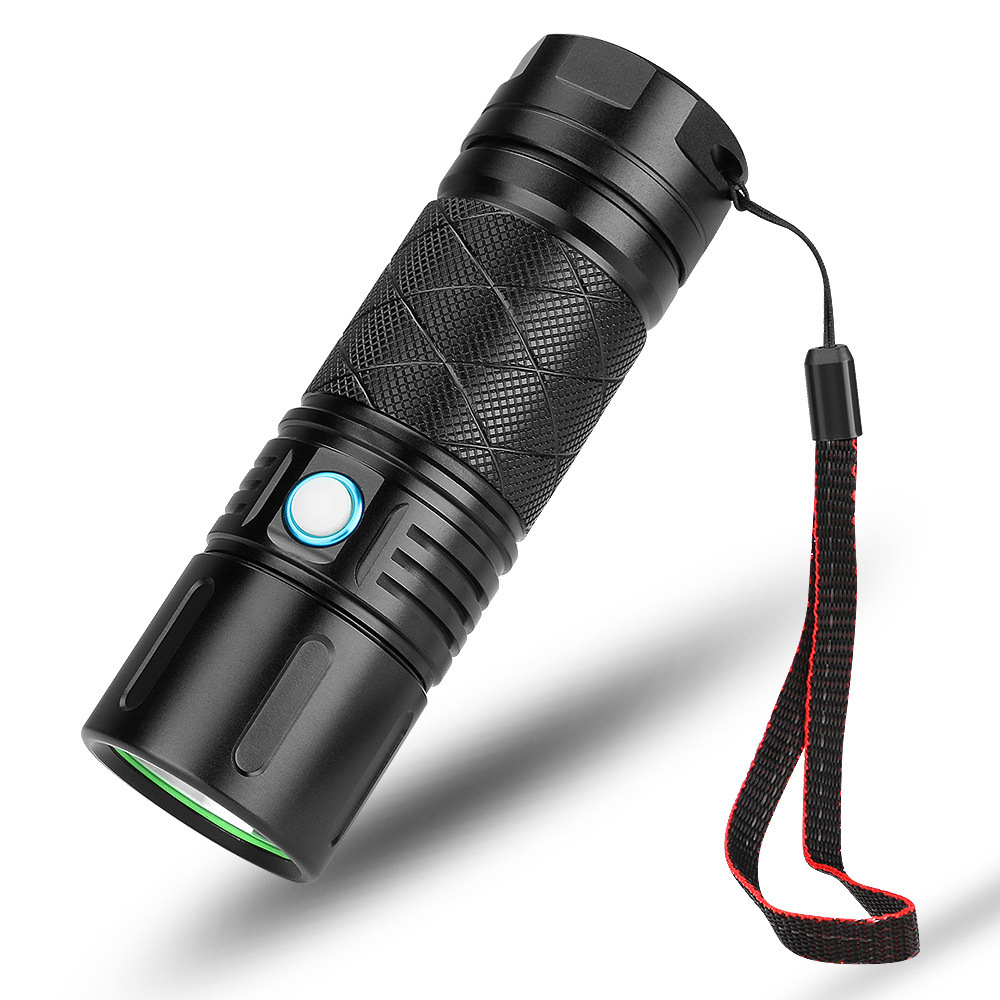 跨境新款led强光手电筒充电照明灯铝合金户外手电工作灯野营灯