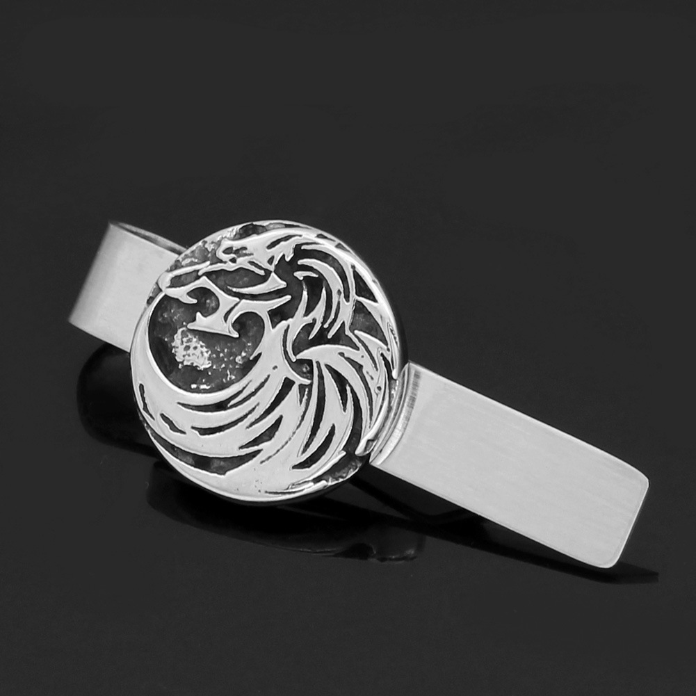 跨境爆款厂家直销北欧维京钛钢凯尔特狼头精致领带夹个性发夹饰品