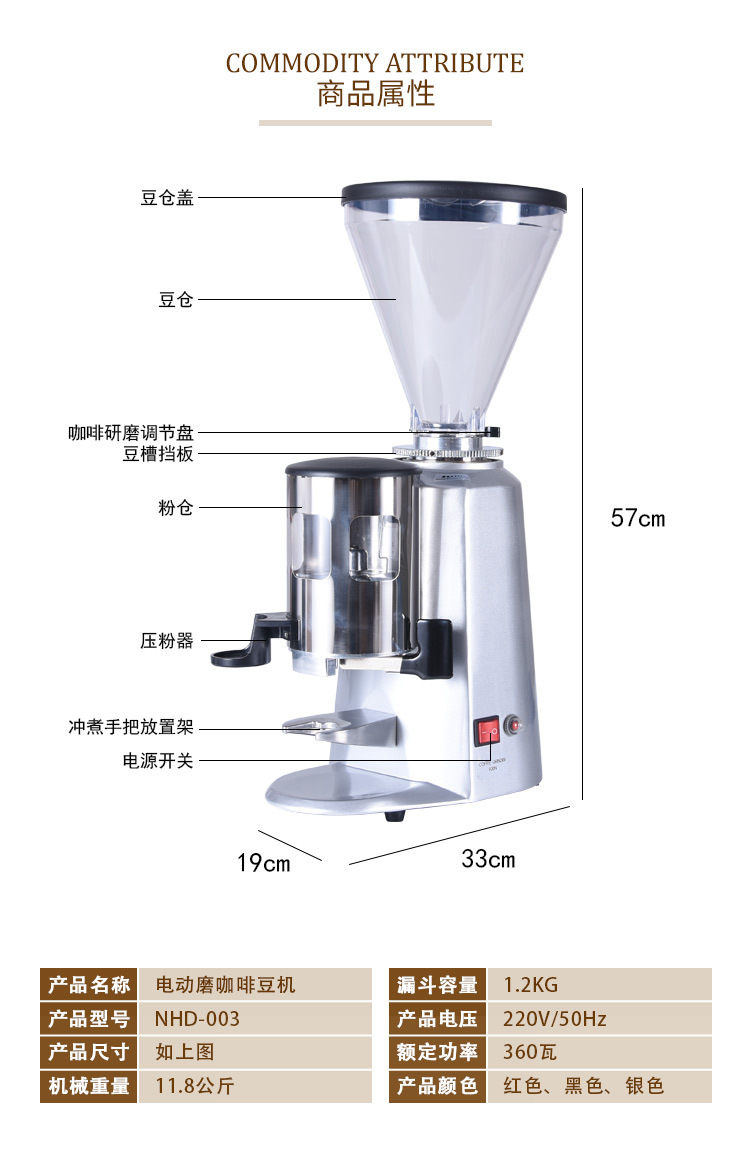 商用专业意式磨豆机 咖啡电动拨粉磨豆机 开店商用 家用