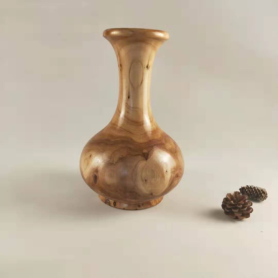杉木葫芦木雕花瓶摆件 实木创意根雕艺术品木质中式复古干花 落地
