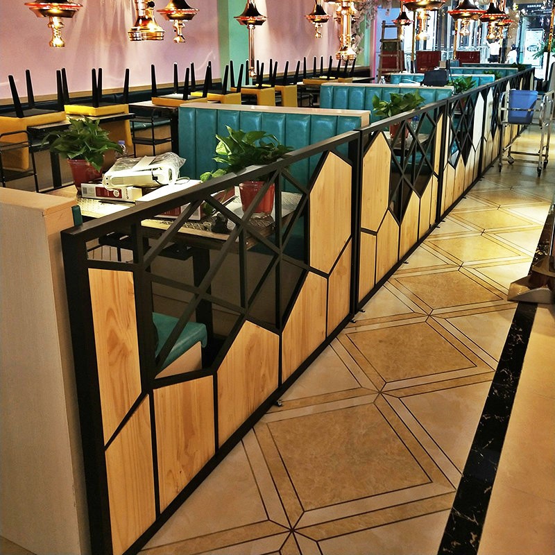 铁艺餐厅矮隔断墙工业风装饰卡座酒吧咖啡厅护栏围栏实木简约屏风