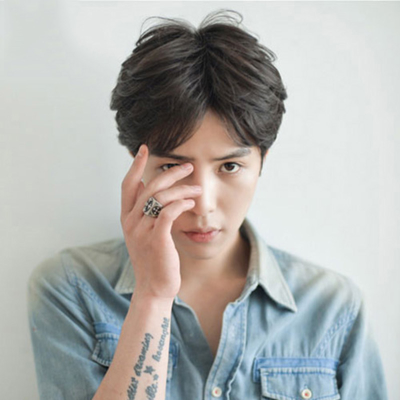网红假发男短发中分刘海短卷发韩版帅气自然蓬松学生修脸全头套式