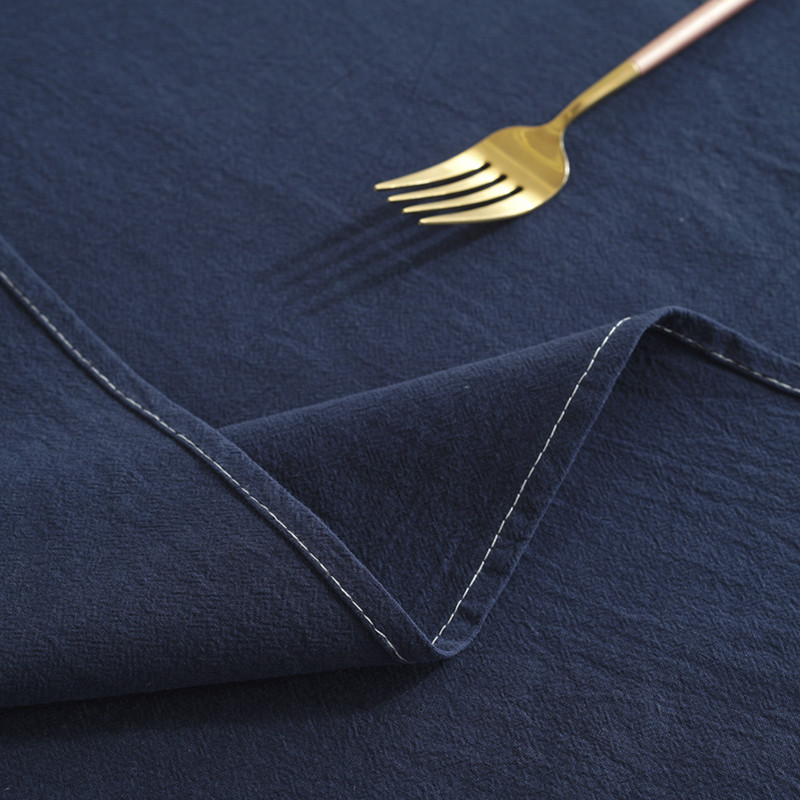 北欧简约纯色褶皱水洗棉桌布台布 长方形会议室盖布学生宿舍布艺