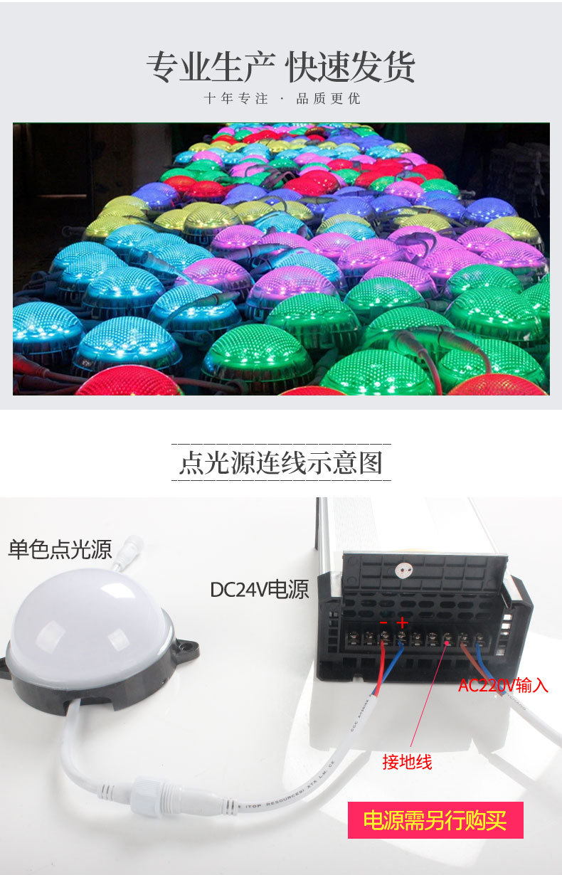 led点光源dmx512全彩户外跑马灯爆闪灯楼体亮化装饰灯外控七彩