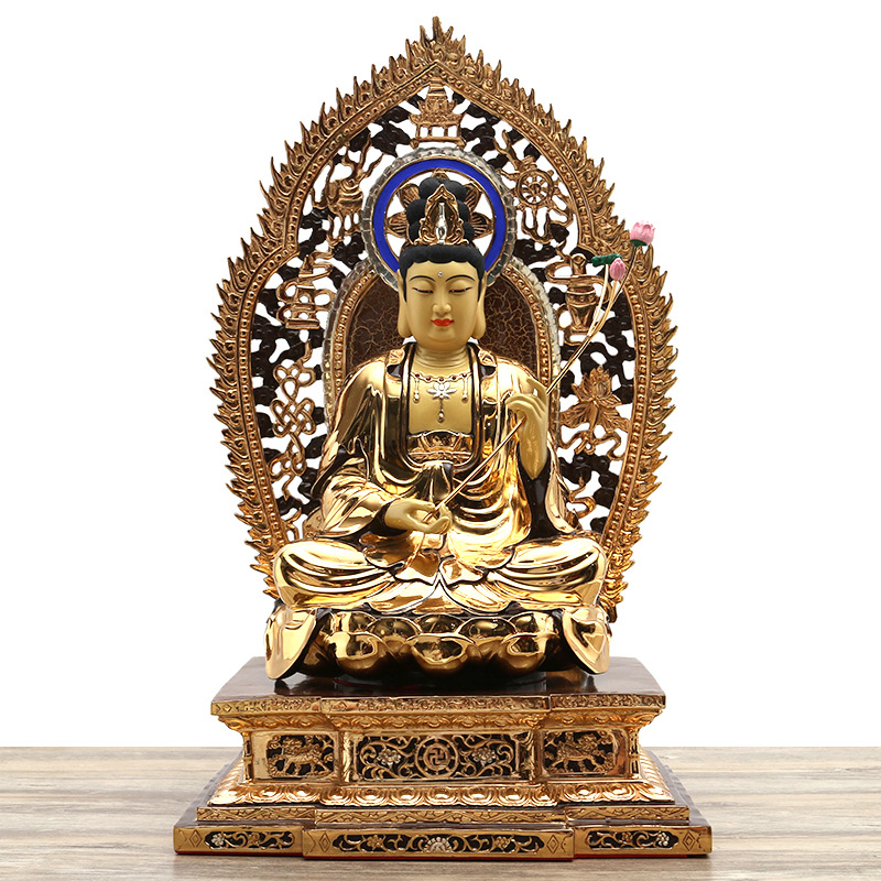 鎏金纯铜大势至菩萨摆件工厂直销铜器西方三圣佛像大居家寺庙供奉