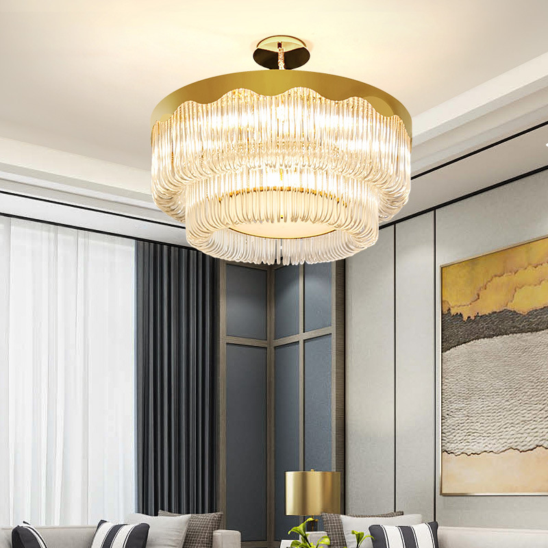轻奢大气客厅灯具创意百搭餐厅灯2019新款圆形港式后现代水晶吊灯