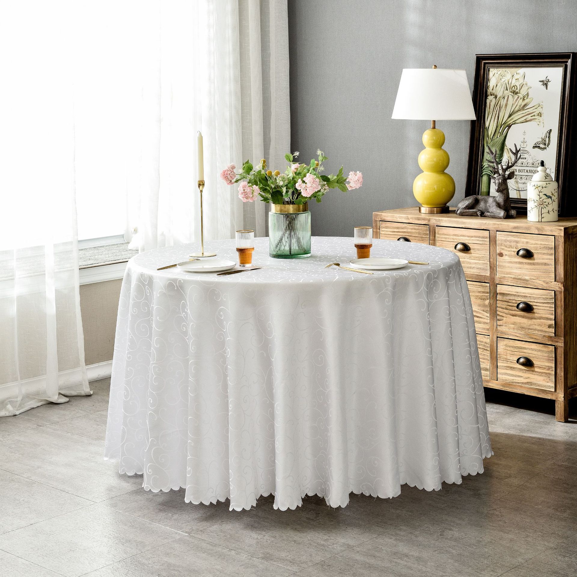 酒店桌布布艺圆形餐桌布饭店餐厅家用台布欧式批发