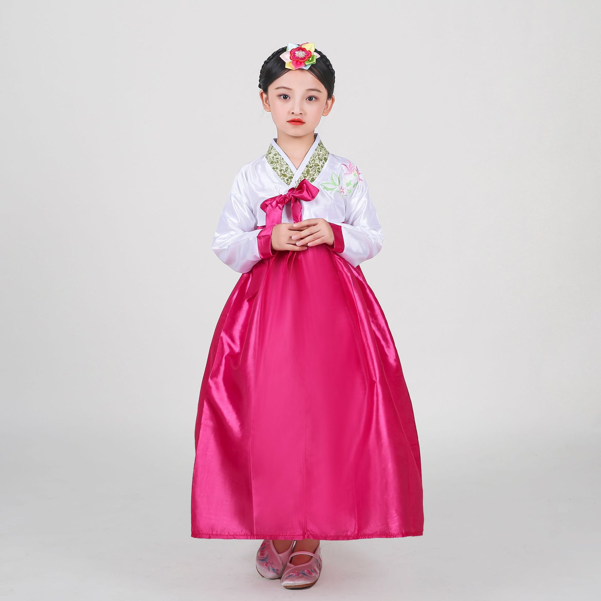 女童韩服朝鲜儿童少数民族风韩国小女孩子刺绣花表演出舞台蹈服装