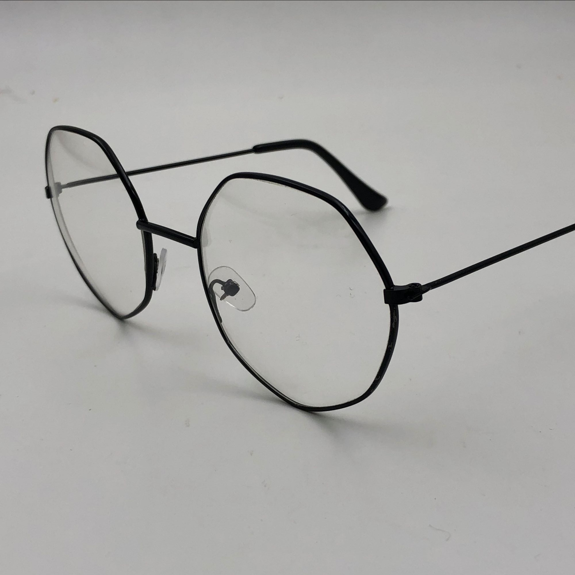 黑源七角平光镜 男女学生爆款可配近视 不规则眼镜框金属眼镜架