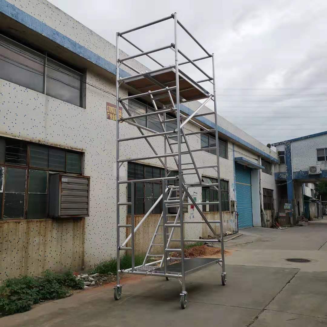 7米移动铝脚手架高空工作检修台简易轻便检修快装铝工作平台批发