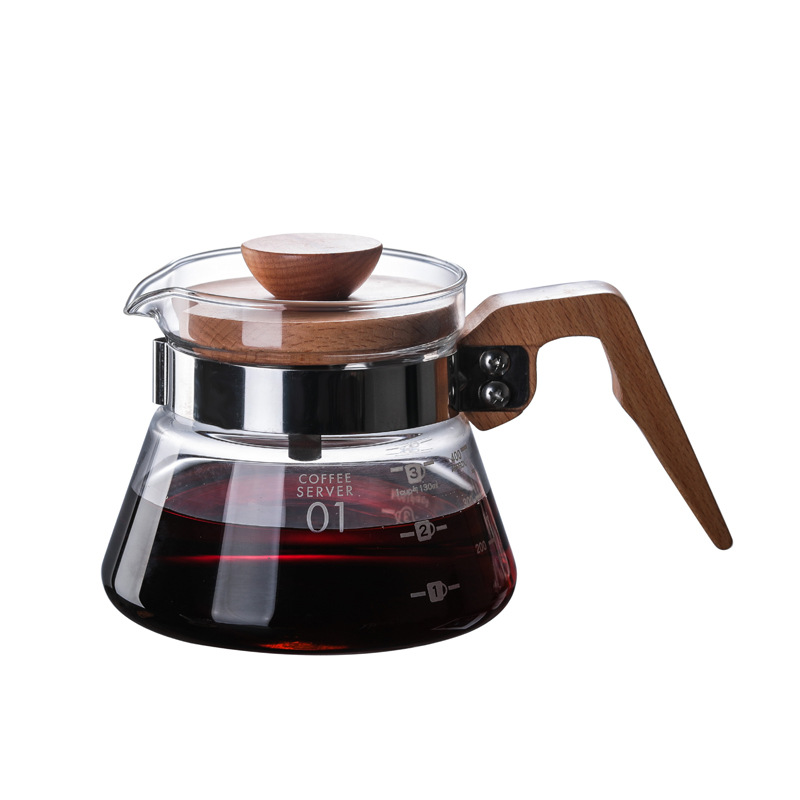 Supply Borosilicate Coffee Set Glass Coffee Maker Hand Made Coffee Maker Coffee Sharing Pot Teapot Wooden Handle Glass Pot