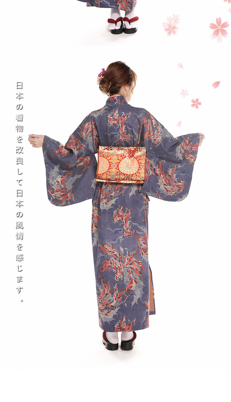 秋冬加厚烫金印花小纹和服女日本和服正装不易褶免熨烫改良和服