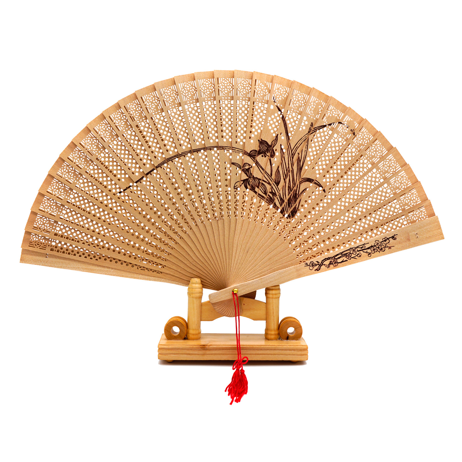 香木古风手工扇双面印花中国风镂空扇子折叠扇古典扇子