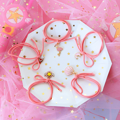 日系软妹粉色百变小樱 樱花发绳 小清新双股发圈高弹力皮筋