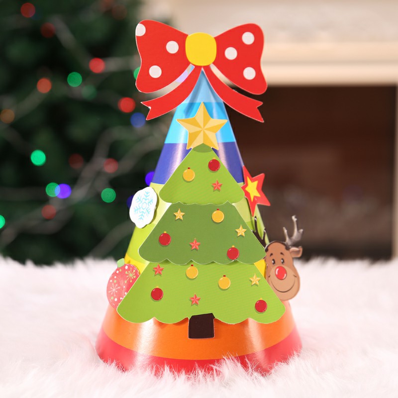 diy圣诞帽 手工儿童成人圣诞老人雪人麋鹿圣诞树节日派对装扮帽子
