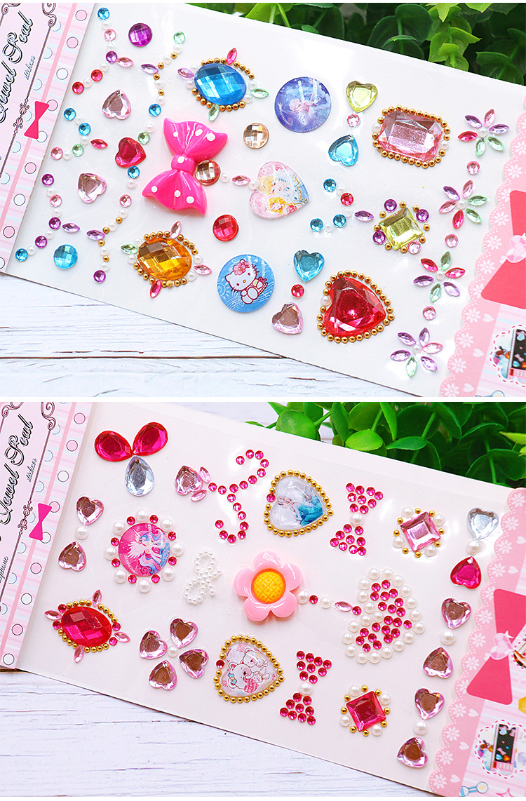 儿童diy手工水钻钻石粘贴装饰手机贴画带背胶亚克力水晶钻贴纸