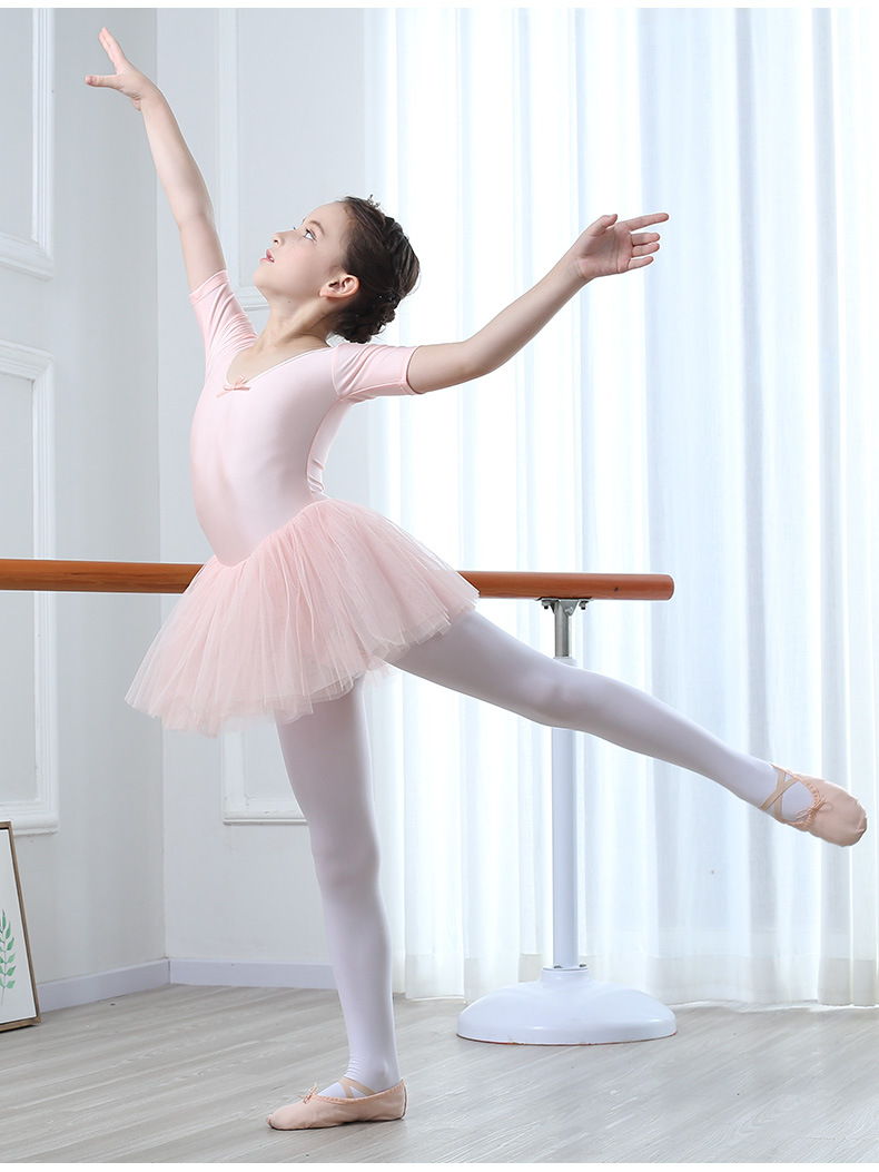 红舞鞋儿童五分袖芭蕾舞服装幼儿表演女孩舞蹈练功纱裙批发62780