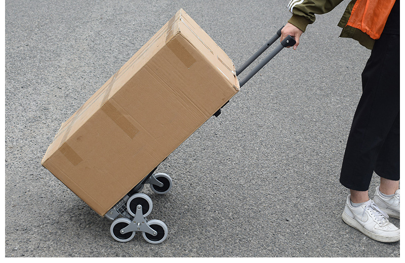 高级铝合金手推车 便携式折叠行李车 拉杆式手推折叠购物车厂家