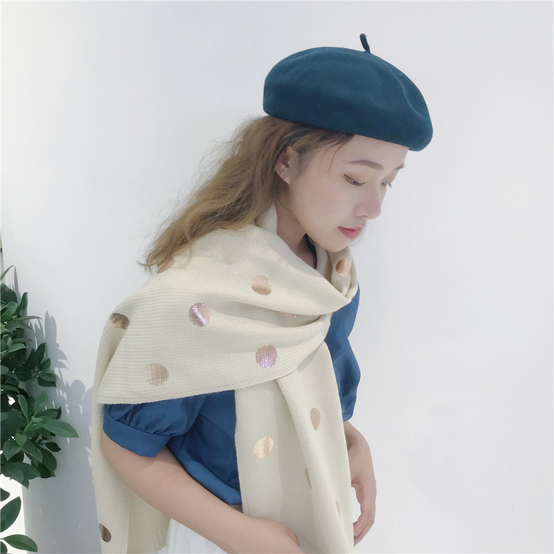 Preppy Style Scarf ~ Korean Ins Autumn and Winter Student Soft Girl Artistic Autumn and Winter Thickening Scarf Solid Color Knitted Scarf