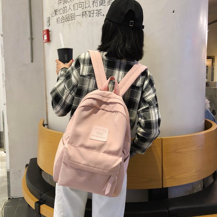 Factory Wholesale Korean Fashion Solid Color High School Student Leisure Waterproof Backpack Vintage Style Girl Mori Schoolbag