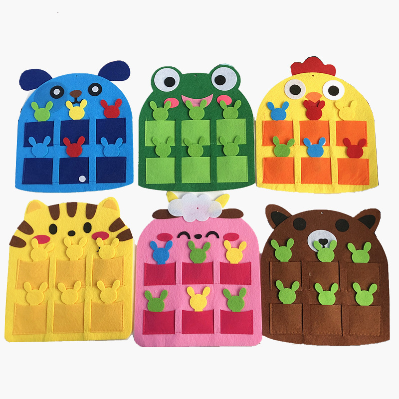 儿童幼儿园区域材料手工制作无纺布不织布diy卡通晨检袋进区卡