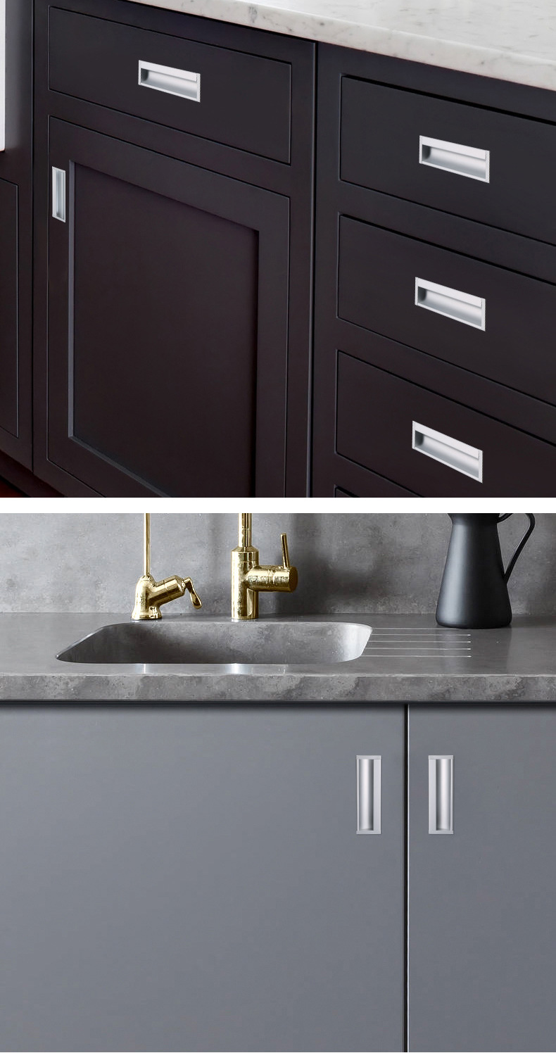 易嘉隐形柜体暗拉手 大衣柜暗扣开槽抽屉暗拉手 隐藏式黑色铝合金