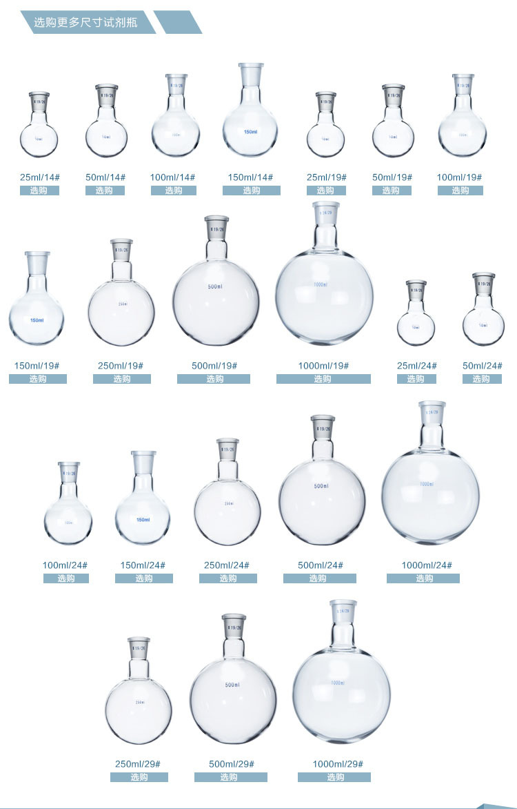 特价批发实验化学玻璃仪器/单口圆底/平底烧瓶/(短颈)500ml/19