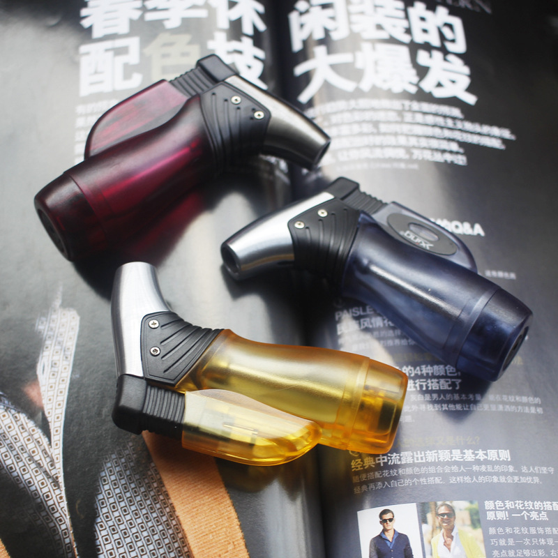 个性直冲防风点艾灸条创意充气款透明焊枪打火机耐用雪茄喷枪