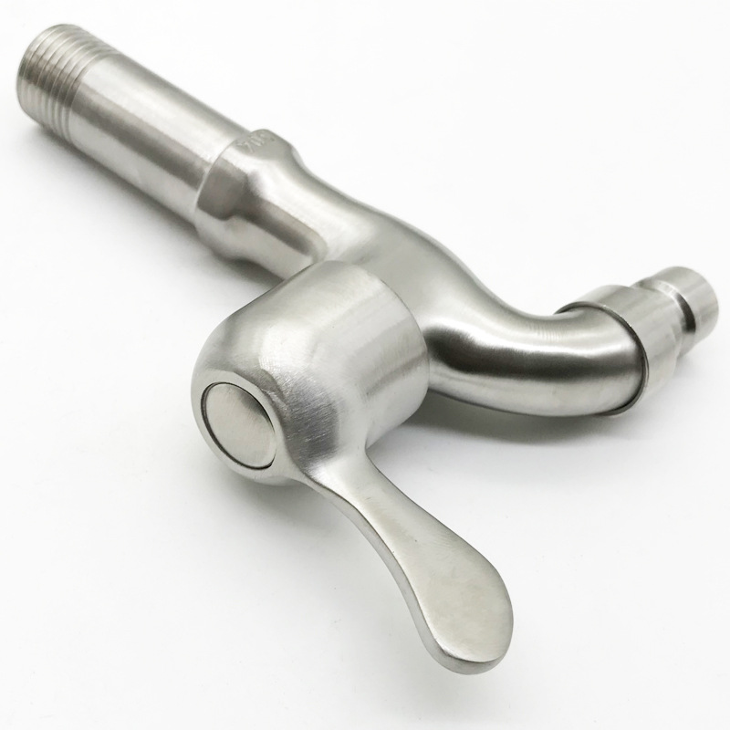 304不锈钢加长洗衣机水龙头 4分中长单冷水嘴 拖把池阳台入墙快开