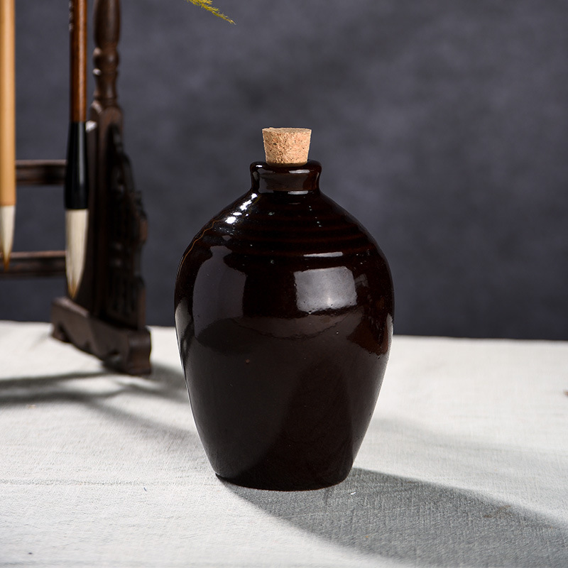 半斤红釉无字光面陶瓷小酒坛蜂蜜釉仿古酒瓶250ml白酒酒壶瓷酒瓶